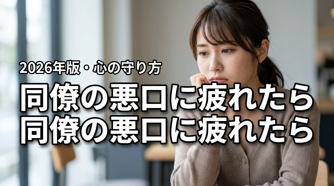 同僚の悪口ばかりに合わせるのがしんどい…心を壊さないための受け流し方と距離感