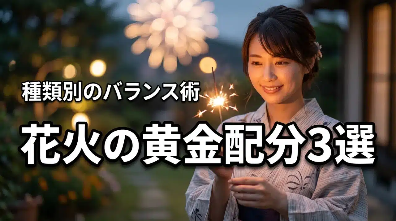 手持ち花火・噴出花火・打ち上げ花火のバランスを解説！黄金配分シミュレーション3選（記事のアイキャッチ画像）
