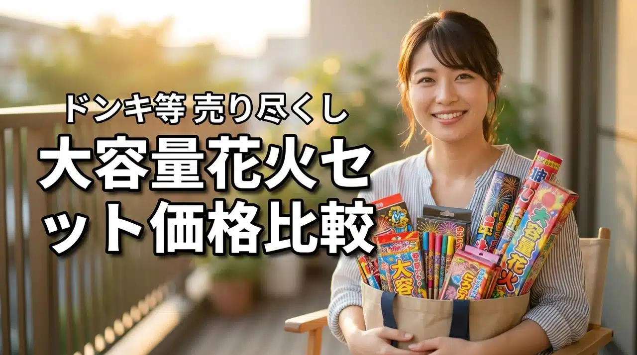 夏終わりの売り尽くしセール情報！ドンキ花火メガ盛り等大容量花火セット価格比較10選（記事のアイキャッチ画像）