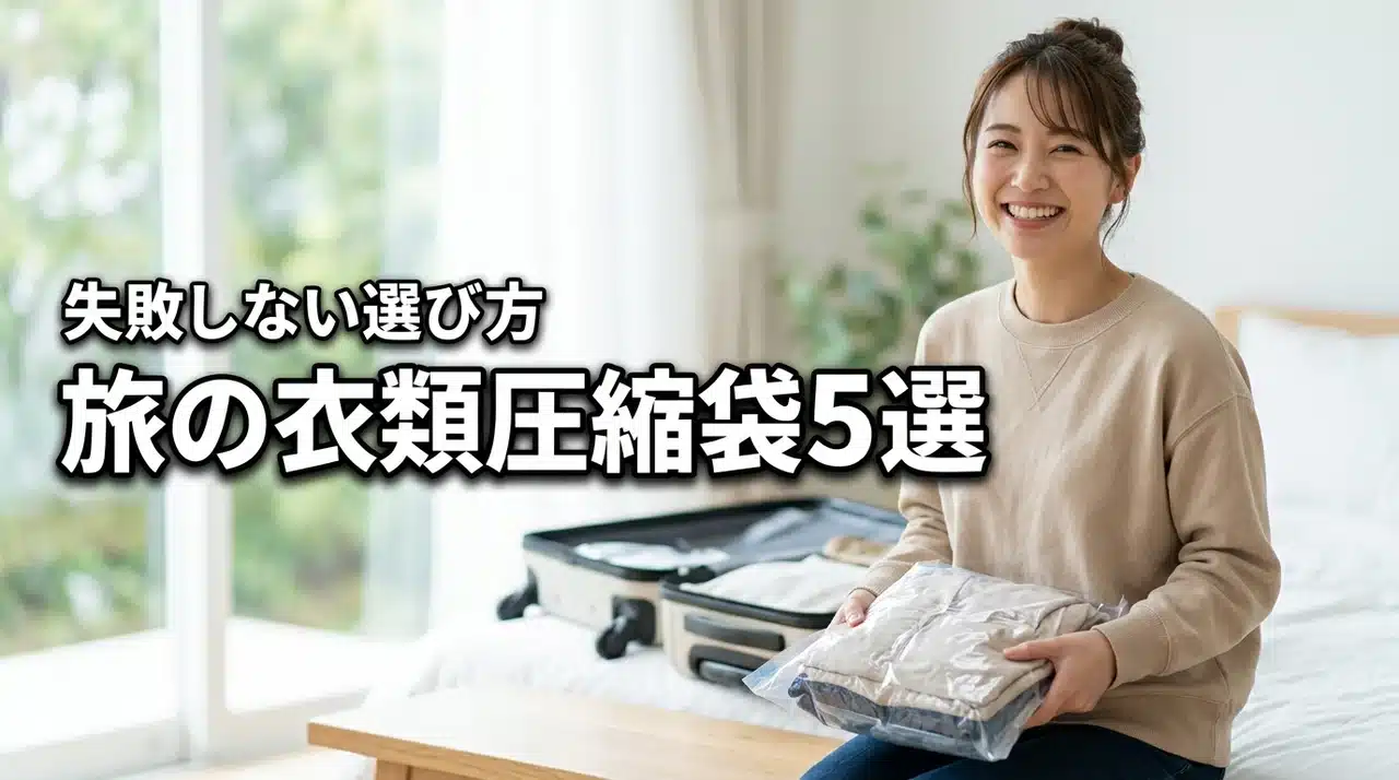 【厳選】旅先に便利な衣類圧縮袋セット5選！失敗しない選び方とメリットを詳しく紹介（記事のアイキャッチ画像）