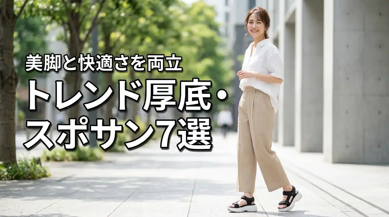 トレンドの厚底サンダル・スポーツサンダルならこれ！美脚と快適さを叶える人気7選（記事のアイキャッチ画像）