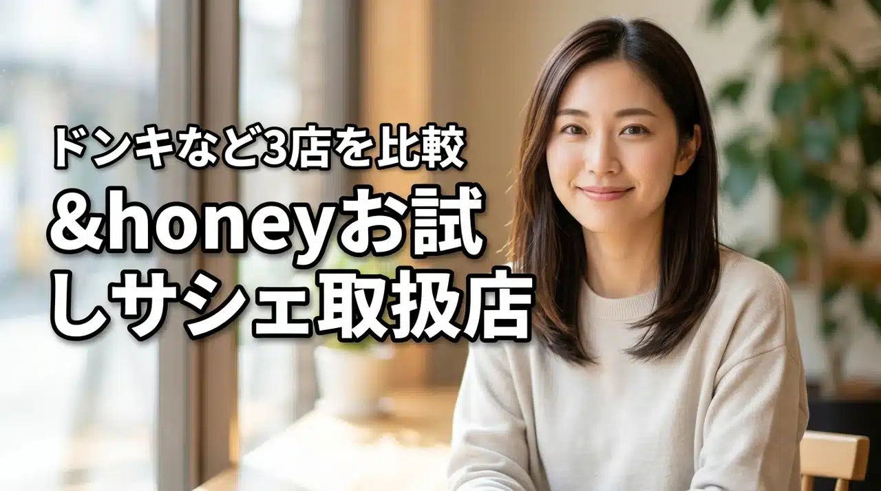 &honeyシャンプーのお試しサシェ（1回分）の取扱はどこ？ドンキなど3店を比較（記事のアイキャッチ画像）